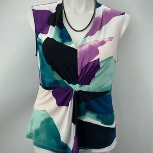 DKNY Multicolor Abstract Blouse